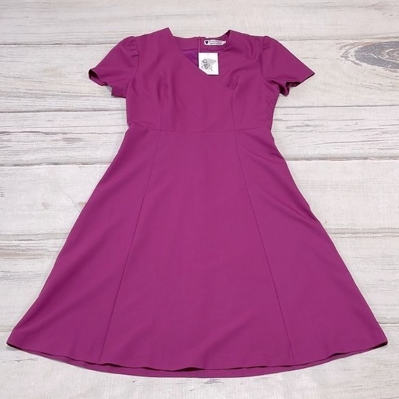 Daisy Dapper Retro Dress A-Line Midi V Neck Purple NWT Size Large L - Picture 11 of 16